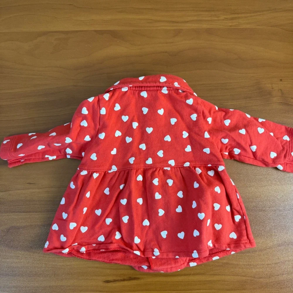 Carter's Baby Girl Red Heart Print Button Front Peplum Jacket 3M